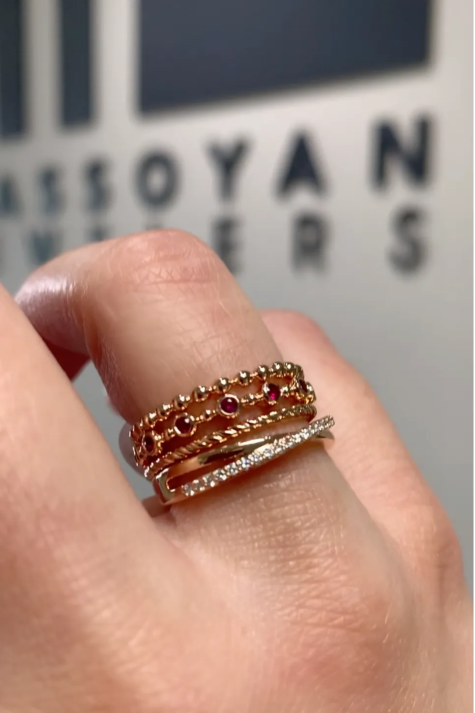 Zeghani ZR1586 Rose Gold Diamond Ring (Watch Video)