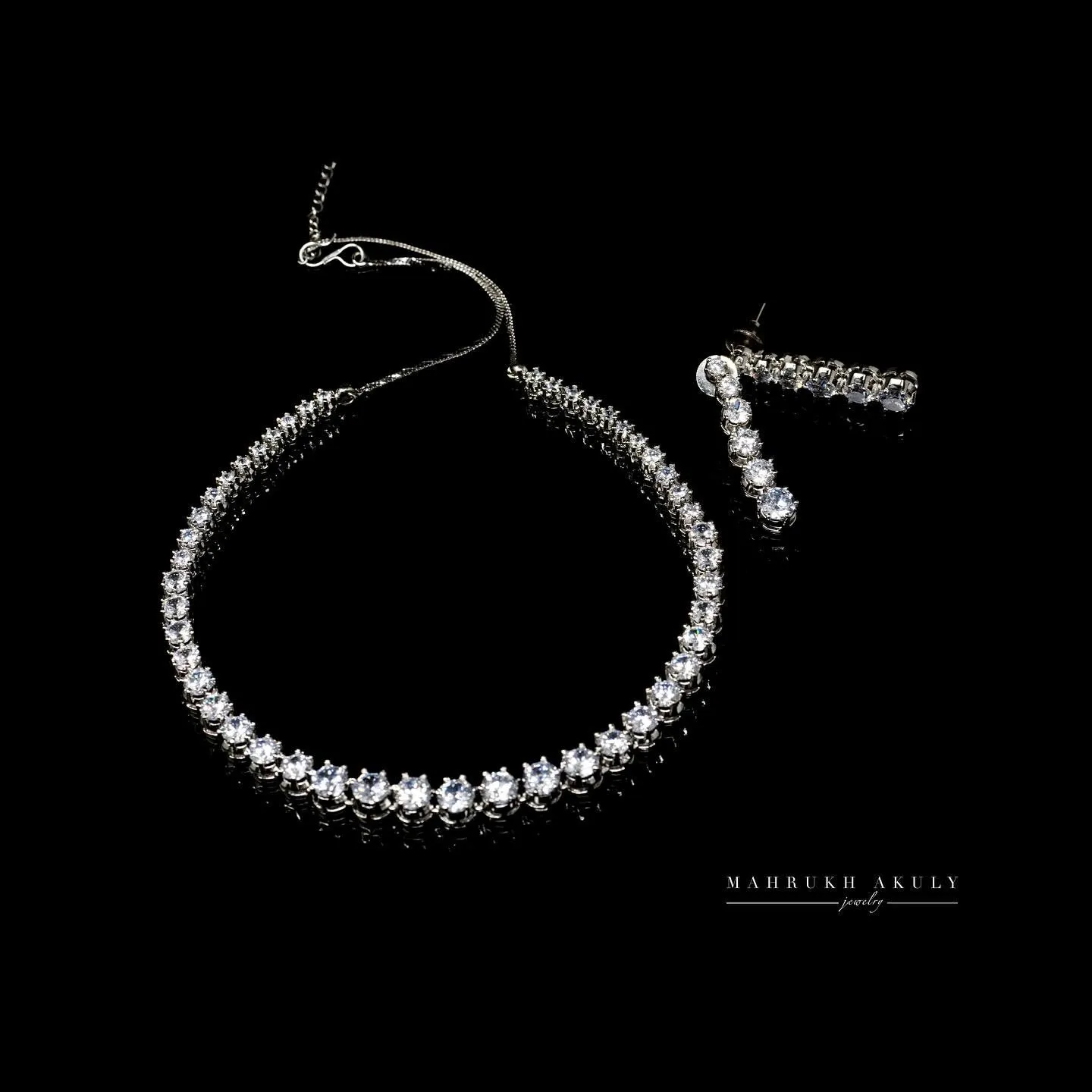 Zirconia tennis necklace set