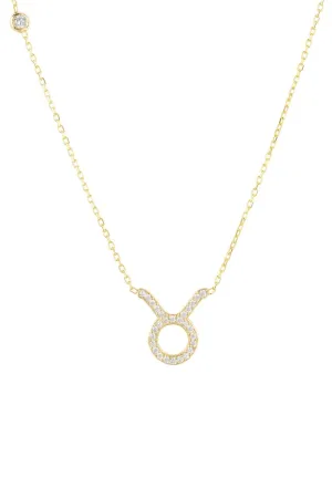 Zodiac Star Sign Pendant Necklace Dipped in Gold for Taurus